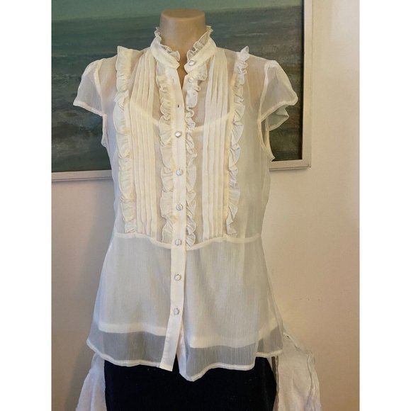🌱   pretty creamy white lace Blouse women’s top matching silky cami NEW - Picture 10 of 14